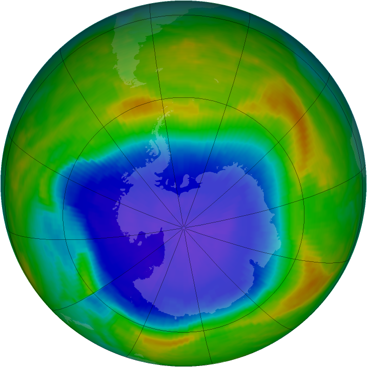 Antarctic ozone map for 03 November 1987